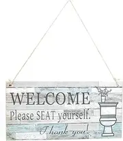 Respicefinem 5PCS Wooden Hanging Plaque For Door Window And Wall Welcome Sign DIY Decoration Approx 30 X 15cm With 45cm Rope Ideal For Home Decorating