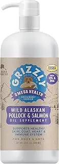 Grizzly Omega Health for Dogs & Cats, Wild Salmon Oil/Pollock Oil Omega-3 Blend
