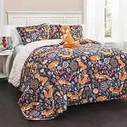 Lush Decor 16T000548 Pixie Fox 3 Piece Quilt Set,Navy,Twin