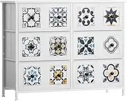 LEVEDE Chest of 6 Drawers, Vintage Tallboy Storage Cabinet, Fabric Tower Dresser Organizer, Clothes Toys Storage Unit, Home Furniture for Bedroom, Living Room, Hallway, Office (White)