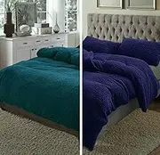 Super Warm Teddy Bear Fleece Thermal Quilt Doona Duvet Cover Set All Size Winter (King, Teal)