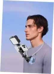 Magnetic Neck Phone Holder with Light, Hands Free Selfie Neck Tripod Chest
