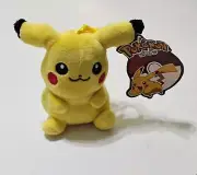 Pikachu Pokemon 4 Inch Stuffed Plush by Tomy Clip On Bag Purse Zipper NWT