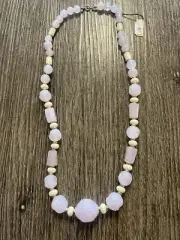 Vintage Pink Lucite Purple Lilac Collectible Beaded Necklace Antique Jewelry