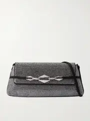 [Jimmy Choo] Jimmy Choo - Diamond Crystal-embellished Satin Shoulder Bag - Black - One size One size Black