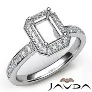 Emerald Diamond Semi Mount Engagement Ring 18k White Gold 0.45Ctw