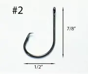 PACK OF 100 Size #2 TACKLEWORKS Circle Non-Offset Inline Fishing Hooks 7381