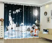 3D Castle Snowflake O08 Christmas Photo Curtain Printing Fabric Window An