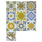 Wall Art 10Pcs Mandala Pattern Tile Wall Stickers Water Resistant Wallpaper Removable Decal for Kitchen Bathroom-