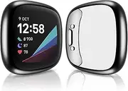 Soft TPU Screen Protector Compatible for Fitbit Versa 4 Smartwatch, Full Coverage Shockproof Touch-Sensitive Scratch Resistant Protective Case for Fitbit Versa 4 Watch, Black