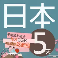 在飛比找PChome24h購物優惠-千里通日本上網卡5日 無限上網吃到飽 每日1GB超過降速