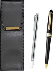 Eco Leather Pen Case, Metal Indicator Stick and Metal Ring Cap Sliding Retro Pen Set BR-701S-8838B