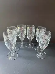 Floral Etched Wine Cordial Port Stem Glasses Made In Romania Barware New (6)