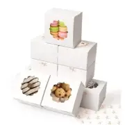 4-Inch Small Cookie Boxes - Bakery Treat Boxes with Window for 50 Pcs White