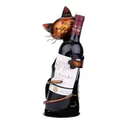 Tooarts Cat Shaped Wine Holder Wine Rack Shelf Metal Sculpture Home Decor V2A5