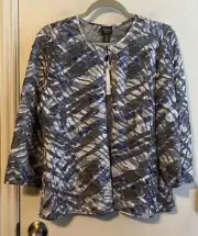 Chico’s Travelers Collection Gray Watercolor Applique Jacket Size 2(12/14)NWT