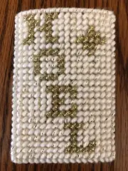 Handmade Needlepoint Plastic Canvas Gift Card Holder - Noel