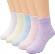[Looching] 5 Pack Baby Girls Boys Thin Socks Mesh Cotton Solid Color Low Cut No Show Ankle Crew Socks for Kids Toddler
