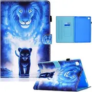 [Acphtab] Magnetic Case for Samsung Galaxy Tab S6 Lite 10.4'' 2020 Model SM-P610 (Wi-Fi) SM-P615 (LTE), PU Leather Smart Stand Cover with Card Slot and Pencil Holder, Auto Sleep/Wake (Lion)