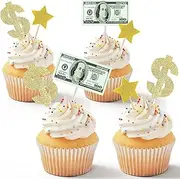 Morofme Edible Money Cake Topper 30pcs Edible 100 Dollar Bill Cake Cupcake Toppers, Edible Money Image Wafer Paper Cake Decorations Precut Fake Money for Birthday Party Supplies