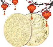 Tuxxjzm Dragon Coin, Traditional Dragon Souvenir Coin 2024, Embossed Metal for Chinese Spring Festival, Lucky Dragon Souvenir Coin for Collectors