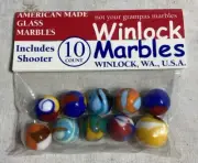 Bag Of 10 Winlock Glass Marbles Signed Cory Anderson 2003