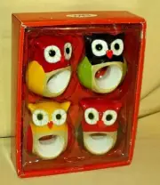 OWL NAPKIN RINGS SET 4 HARVEST PLACE HOLDERS BOSTON WAREHOUSE TRADING 2011 NEW*