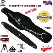 DIPPING DIP CHAIN BELT BODY BUILDING WEIGHT LIFTING GYM BACK PULL UP 7" EXERCISE