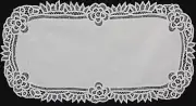 Battenburg Lace Table Runner 16x34" Oval White Cotton Handmade Dresser Scarf