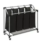 Honey-Can-Do Quad Laundry Sorter with Mesh Bags, Steel/Black
