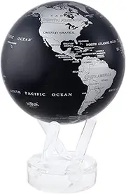 MOVA Globe Black and Silver 6" with Base, Solar Powered Rotating Globe No Need of Battery or Chord, Unique Gift and Decoration