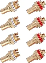 Josenidny 8pcs Red+White RCA Female Socket Chassis RCA CMC Female Connector Phono Copper Plug Amp HiFi