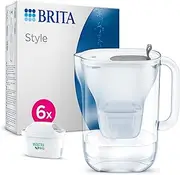 BRITA Style Water Filter Jug Blue (2.4L) Half Year Pack incl. 6X MAXTRA PRO All-in-1 Cartridge - Fridge-Fitting Design jug with Smart LED-LTI and Flip-Lid - Now in Sustainable Smart Box Packaging