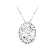 Bevilles Oval Halo Necklace with 1.10kt of Laboratory Grown Diamonds in 9kt White Gold