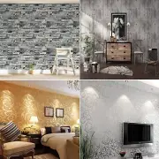 Stone Concrete Grey Brick Wallpaper Acanthus Scroll Floral Wallpaper UNPASTE 10M