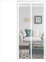 Magnetic Door Curtain Fly Grille Door, 170x190cm Insect Protection, Strong Magnetism Closes Automatically, Leaves Fresh air in, Function for Keeping Open White