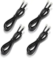 3.3FT - 4Pack RJ12 Phone Cable 6P6C, Black, Male to Male Straight Wired for Both Data and Voice Signal Transmission for Telephone Cord, Fax, DSL Modem, Printer, Radio