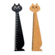 Kitten Straight Ruler Wooden Scale Ruler Student Drafting Measuring Tools