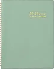 2025-2026 Planner - 11.38'' x 8.74'', Weekly & Monthly Planner Notepad,JUL 2025 - JUN 2026, Appointment Book, 60 Minutes Intervals, Monthly Tabs, Faux Soft Leather, Spiral Bound, Back Pockets - Green