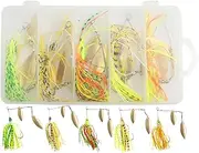 Spinner Bait Fishing Lure - 5 Bass Fishing Kit Spinner Baits - Hard Metal Multicolor Fishing Lures Spinnerbait for Trout, Freshwater Saltwater Pike Walleye Bass