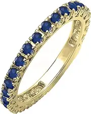[Dazzlingrock Collection] Round Blue Sapphire Eternity Sizeable Stackable Wedding Band, 10K Gold