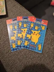Rare Pokémon Stickers Pikachu Vintage Nintendo 1999 3 Pks 6 Sheets New Sealed