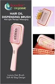 Soodox Organic Hair Oil Dispensing Brush with Red Light Technology | Soft Air Bag Design for Massaging & Blood Circulation | Red light therapy for hair growth stimulation