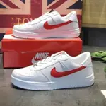 正版 NIKE AIR FORCE 1 07 AF1 全白紅鉤 男女 慢跑鞋 運動鞋 AO2423-102 正版