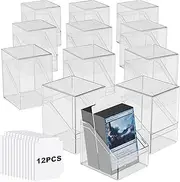 Mlikero Card Deck Cases, 12 Pack Acrylic Card Box for Trading Cards, Sturdy Card Storage Boxes Holding 100+ Sleeved Cards with 12 Dividers, Clear Card Storage Boxes Fit for MTG, Sports Cards