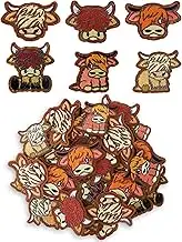 30 Pcs Highland Cow Iron on Patches for Hats Vintage Western Cowboy Animals Embroidered Sew on Applique Patches for Jackets Backpacks Clothes DIY Crafts Accessories