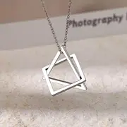 [SHMAZ] Stainless Steel Necklaces Geometry Interlocking Square Triangle Male Pendant Male Necklace For Women Gifts