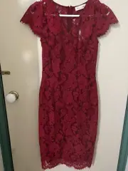 NWT Alannah Hill Vanity Fair red lace pencil cocktail dress 6 XS RRP $329