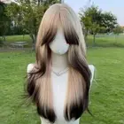 Air Bangs Black Ombre Blonde Layered Wig Lolita Cosplay Wigs Carnival