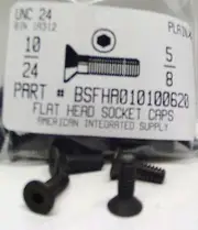#10-24x5/8 Flat Head Hex Socket Cap Screws Alloy Steel Black (40)